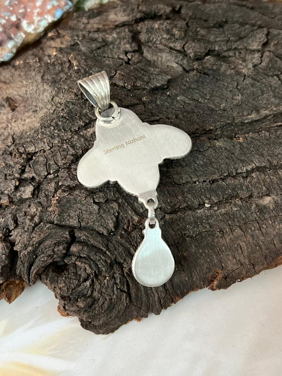 Handmade Sterling Silver Number 8 Turquoise Pendant "Signed Nizhoni"