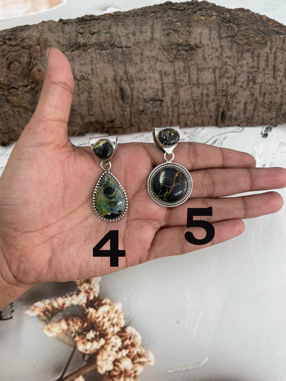 Handmade Sterling Silver Blackjack Turquoise Pendant "Signed Nizhoni"