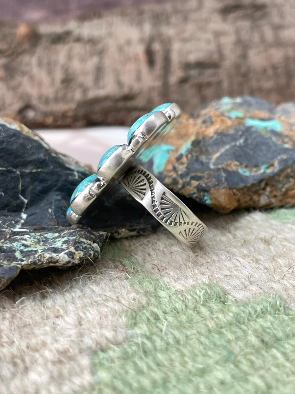 Handmade Sterling Silver White Water Adjustable Ring "Signed Nizhoni"