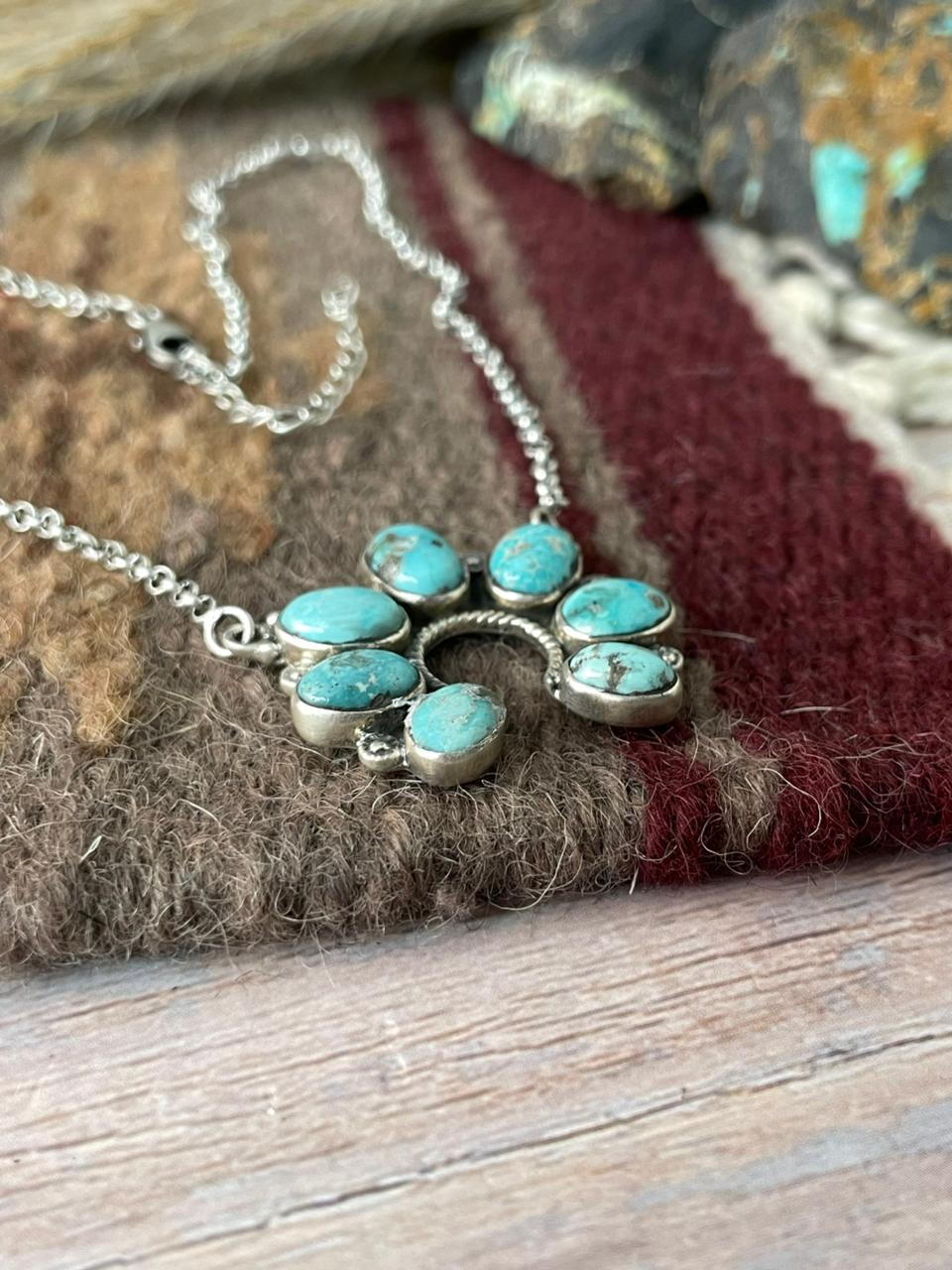 Handmade Sterling Silver White Water Turquoise Naja Necklace "Signed Nizhoni"