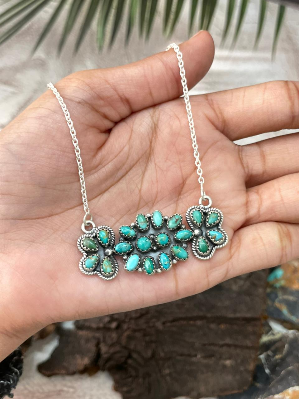 Handmade Sterling Silver Kingman Turquoise Necklace "Signed Nizhoni"