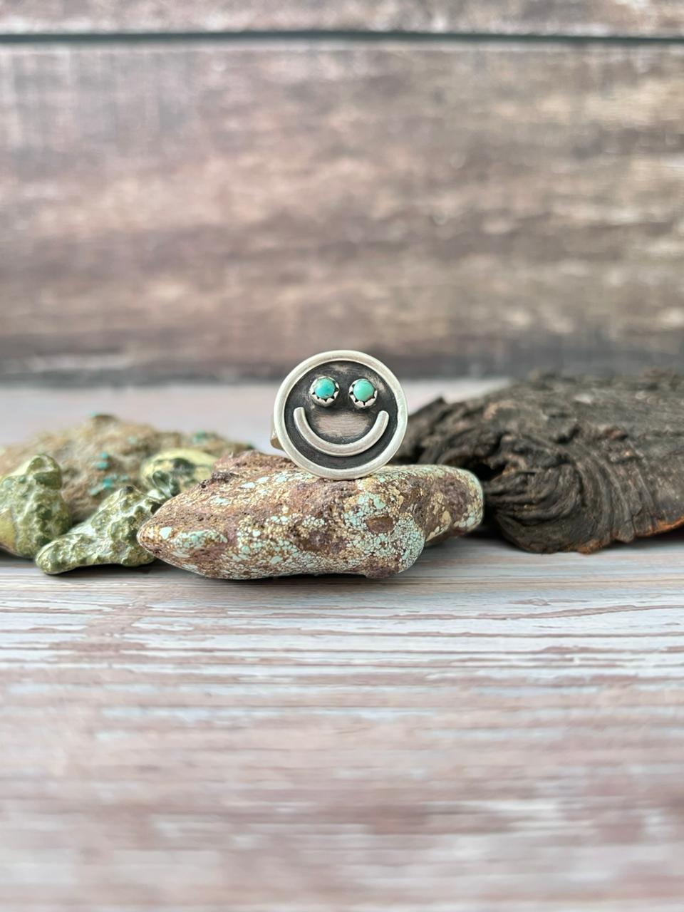 Handmade Sterling Silver Kingman Turquoise Adjustable Ring With Signed Nizhoni (3)