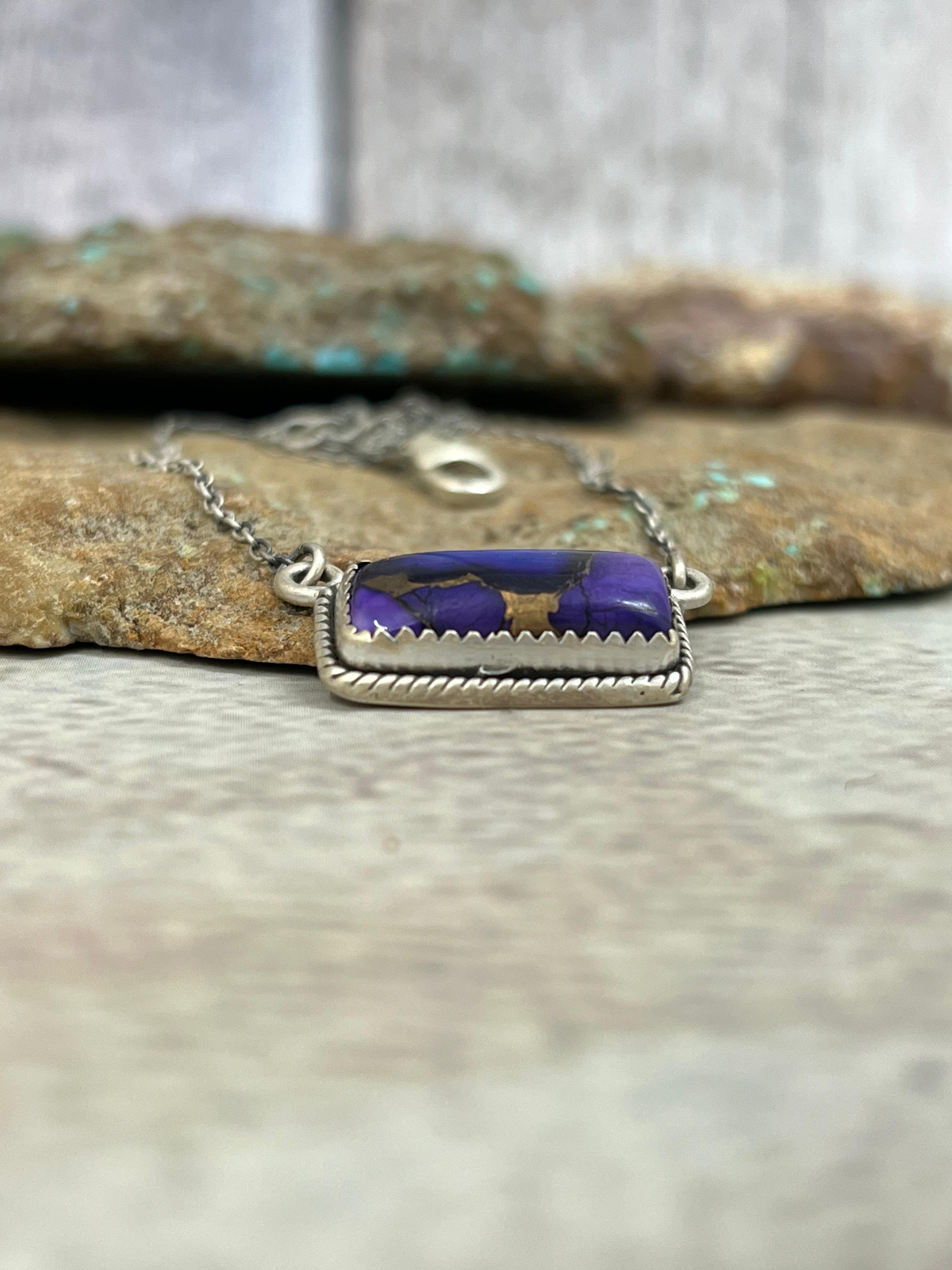 Handmade Sterling Silver Grape Dahlia Necklace with Signed Nizhoni