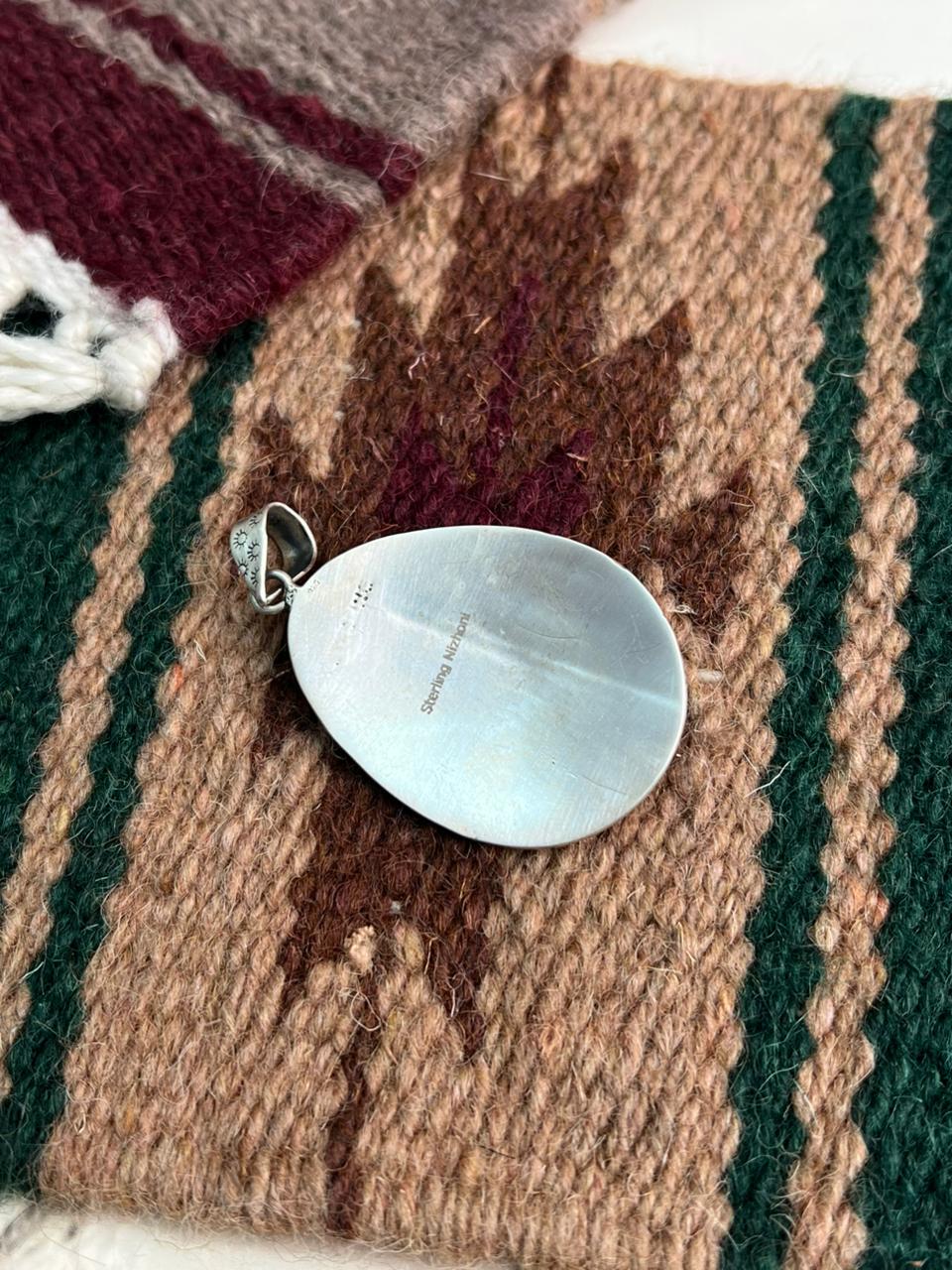 Handmade Sterling Silver Kingman Turquoise Pendant "Signed Nizhoni"