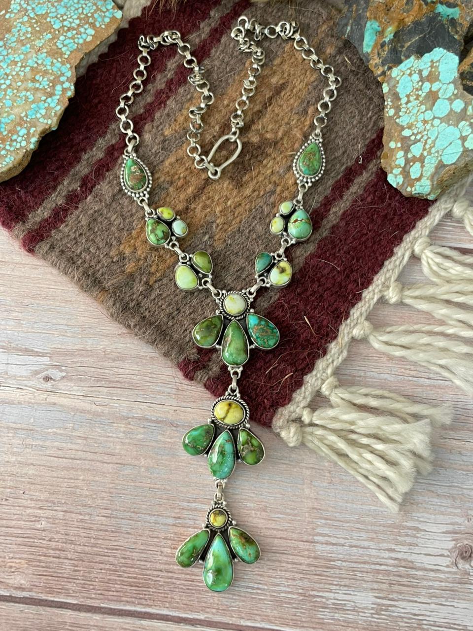 Handmade Sterling Silver Palomino With Sonoran Mountain Turquoise Necklace "Signed Nizhoni"