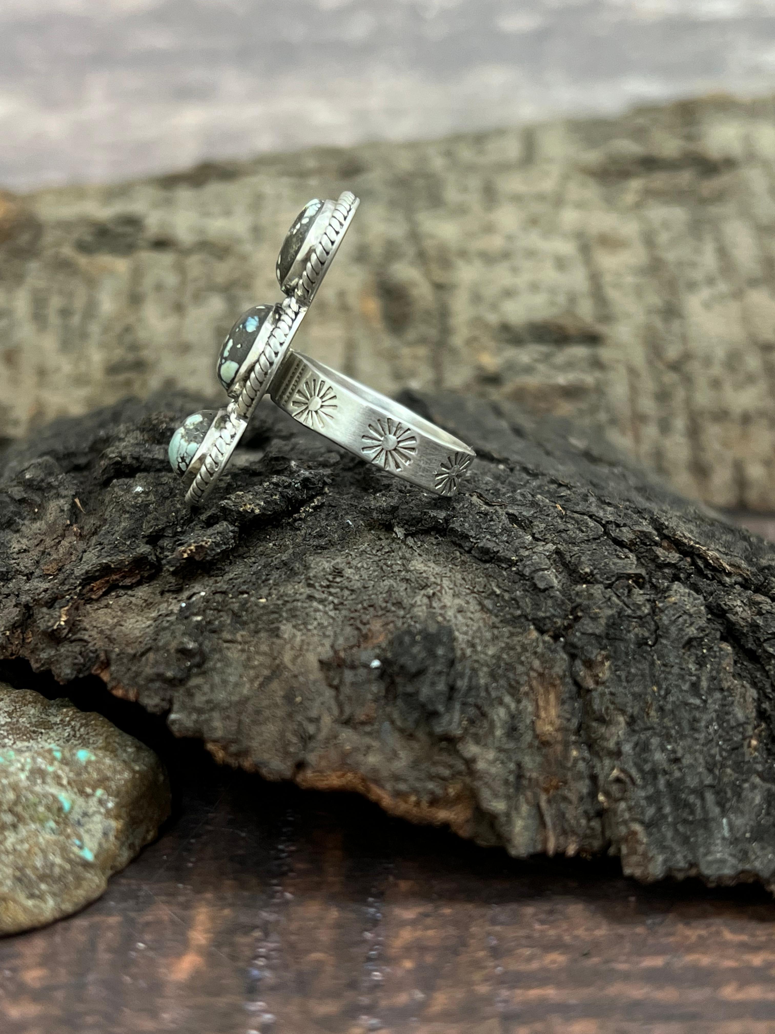 Handmade Sterling Silver Starfox Variscite Adjustable Ring Signed Nizhoni