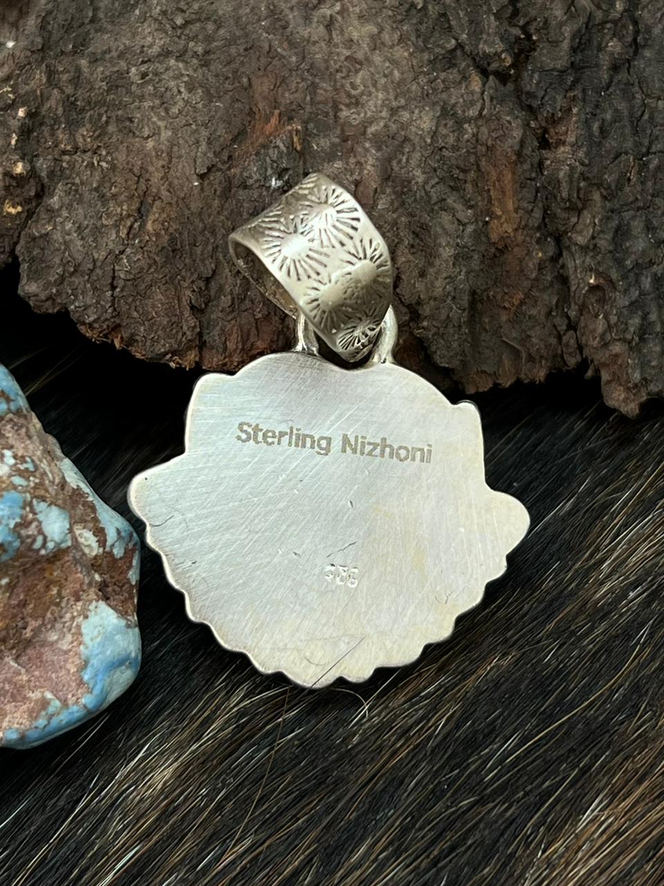 Handmade Sterling Silver Wildhorse Magnesite Pendant "Signed Nizhoni"