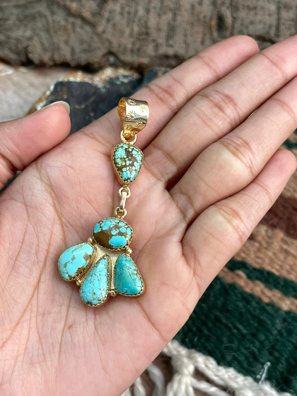 “The Golden Collection” Handmade Number 8 Turquoise with Gold Pendant