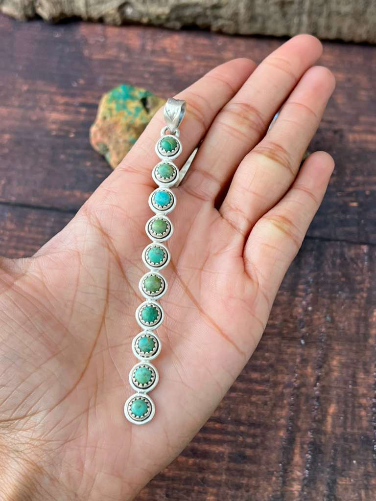 Handmade Sterling Silver Kingman Turquoise Pendant "Signed Nizhoni"