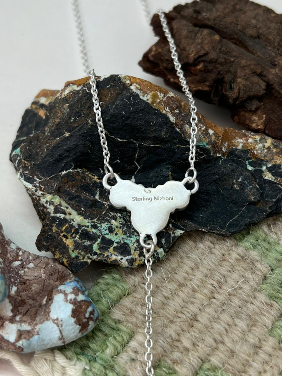 Handmade Sterling Silver Wildhorse Magnesite Necklace "Signed Nizhoni"