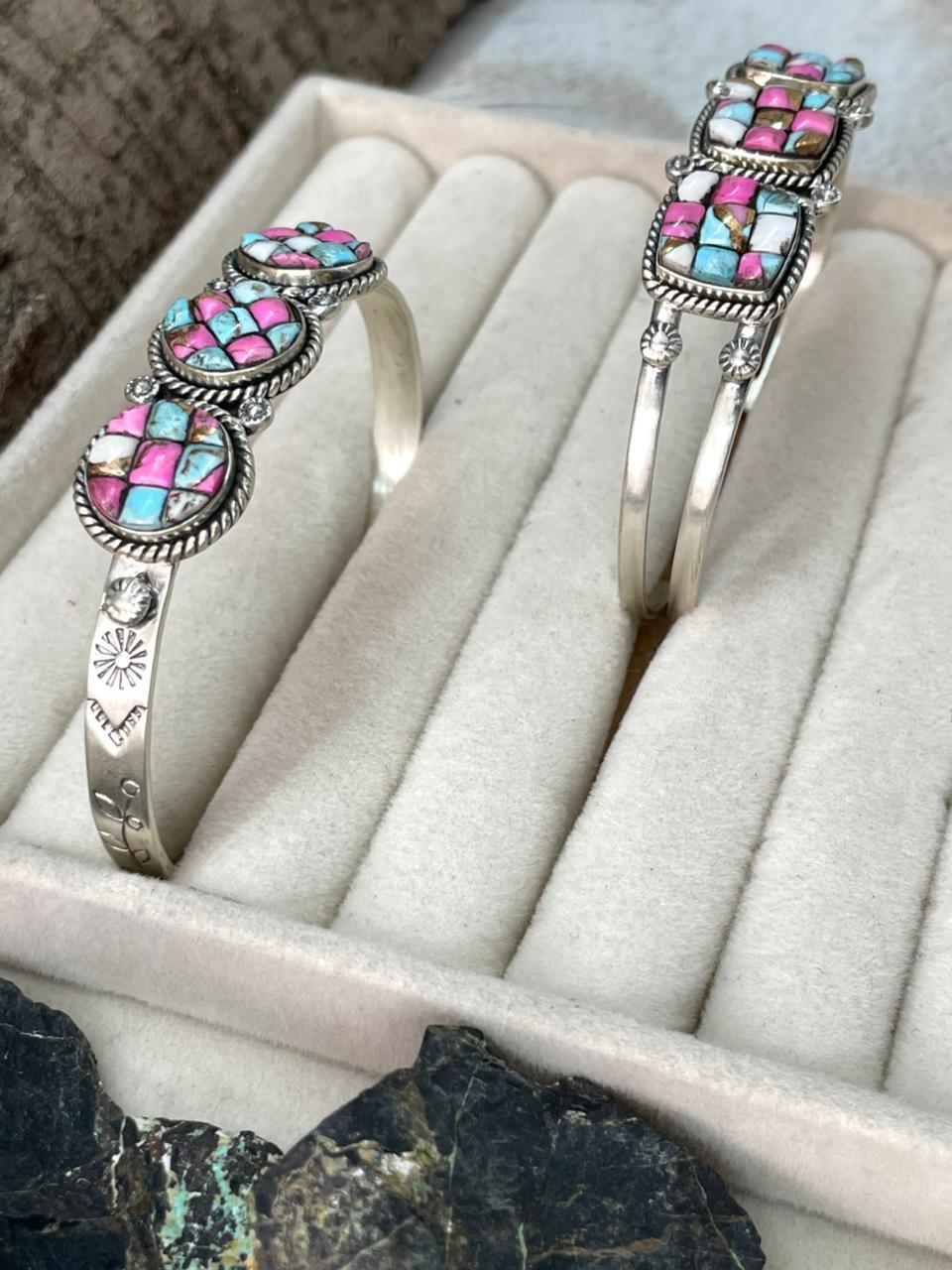 Handmade Sterling Silver Cotton Candy Cuff Bracelet "Signed Nizhoni"