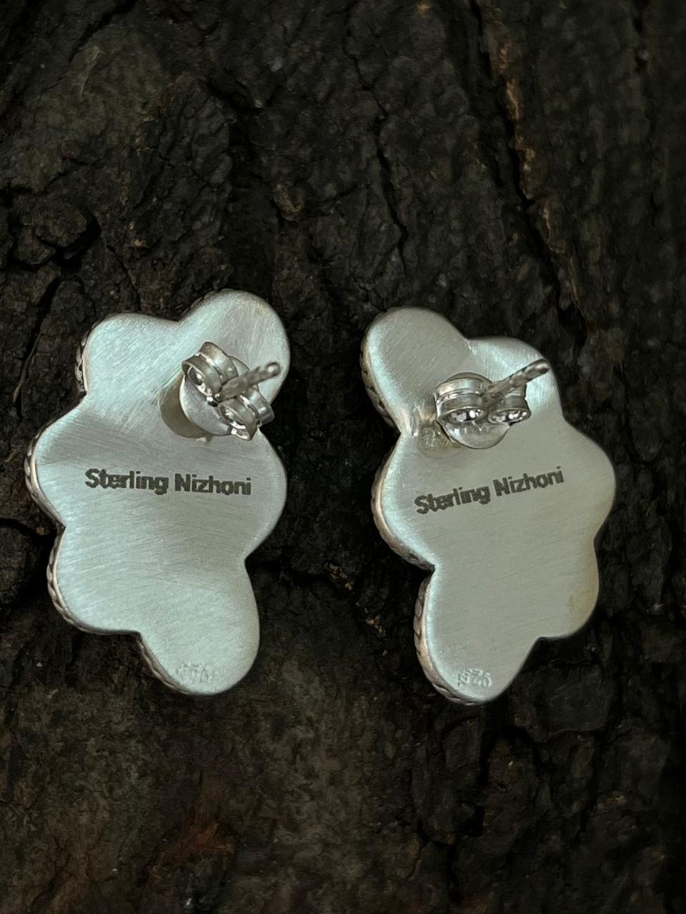 Handmade Sterling Silver Cotton Candy Post Studs Earrings "Signed Nizhoni"