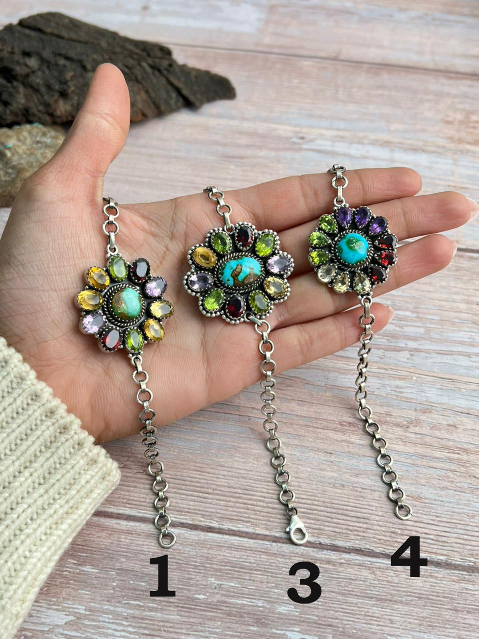 Handmade Sterling Silver Sonoran with Cut Stone Bracelet "Signed Nizhoni"