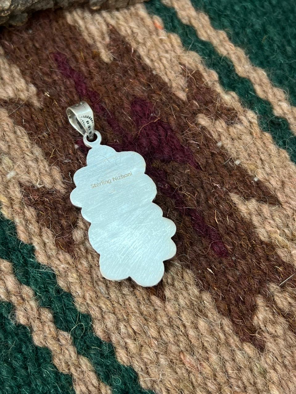 Handmade Sterling Silver Paloma with Peacock Dahlia Pendant "Signed Nizhoni"