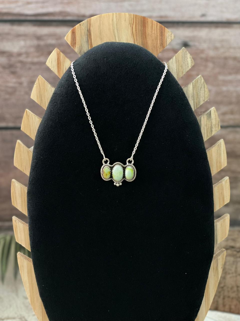 Handmade Sterling Silver Palomino Turquoise Necklace "Signed Nizhoni"