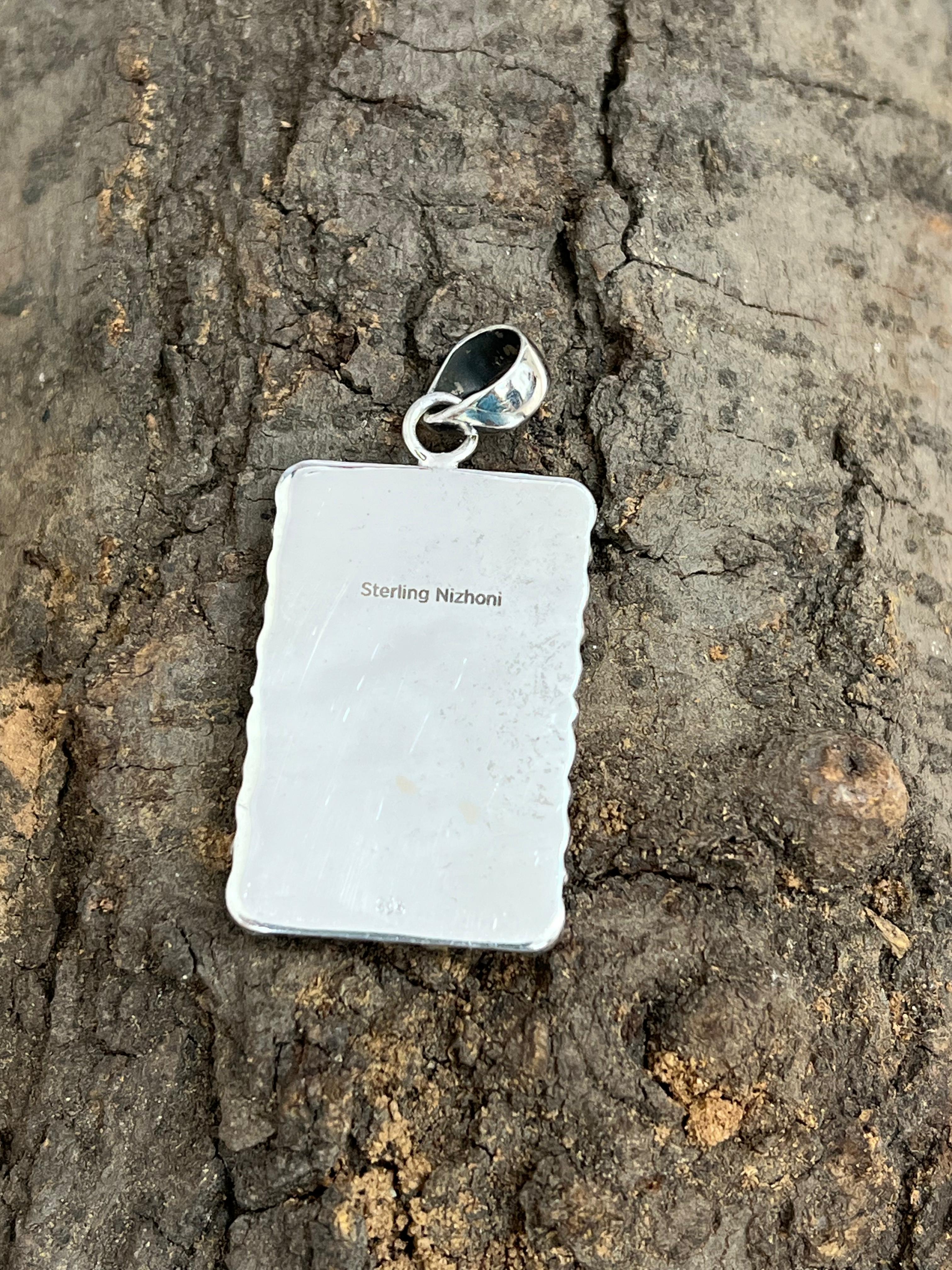 Handmade Sterling Silver Peacock Dahlia Pendant with Signed Nizhoni