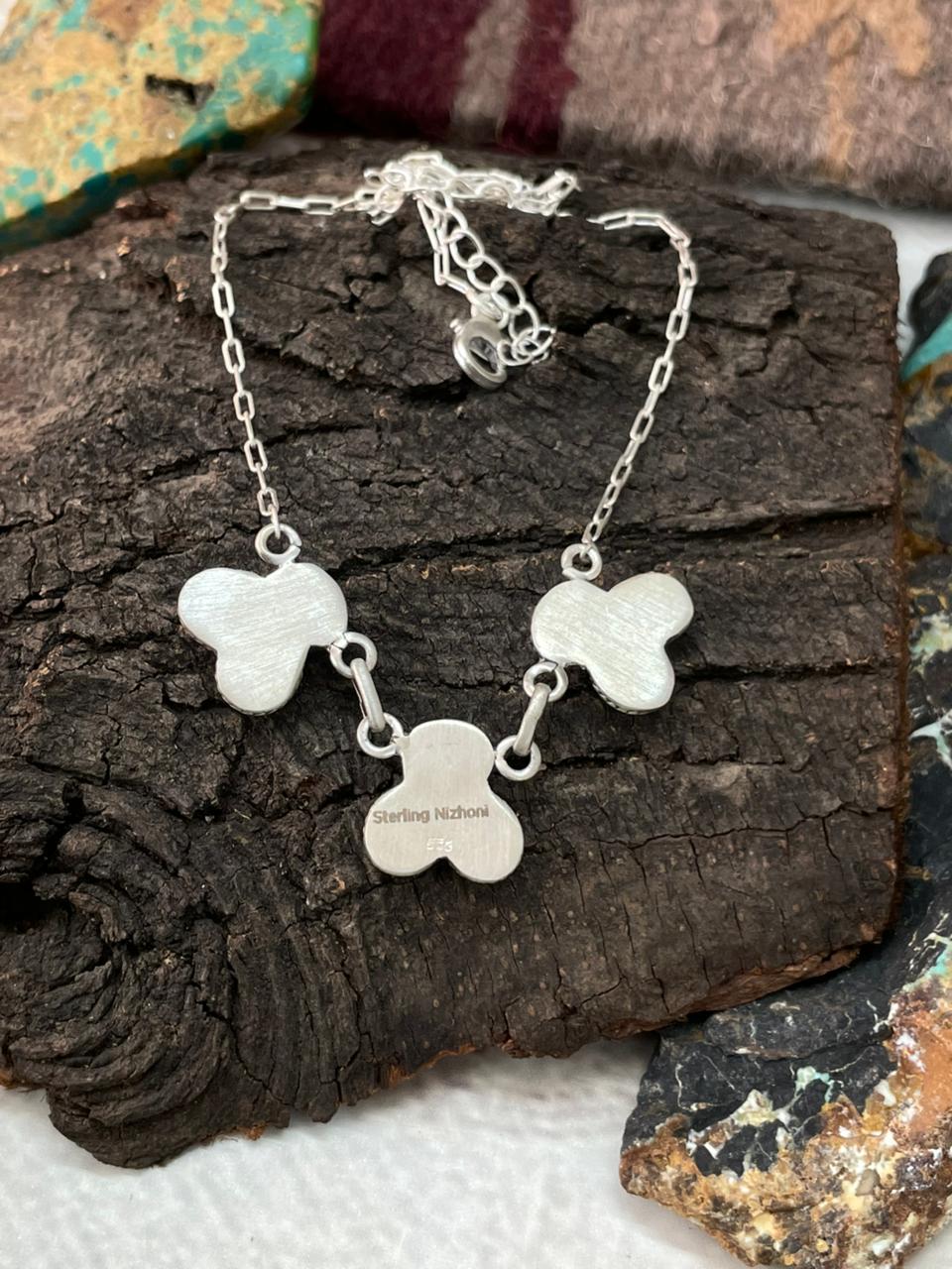 Handmade Sterling Silver Kingman with Wildhorse Magnesite Necklace "Signed Nizhoni"