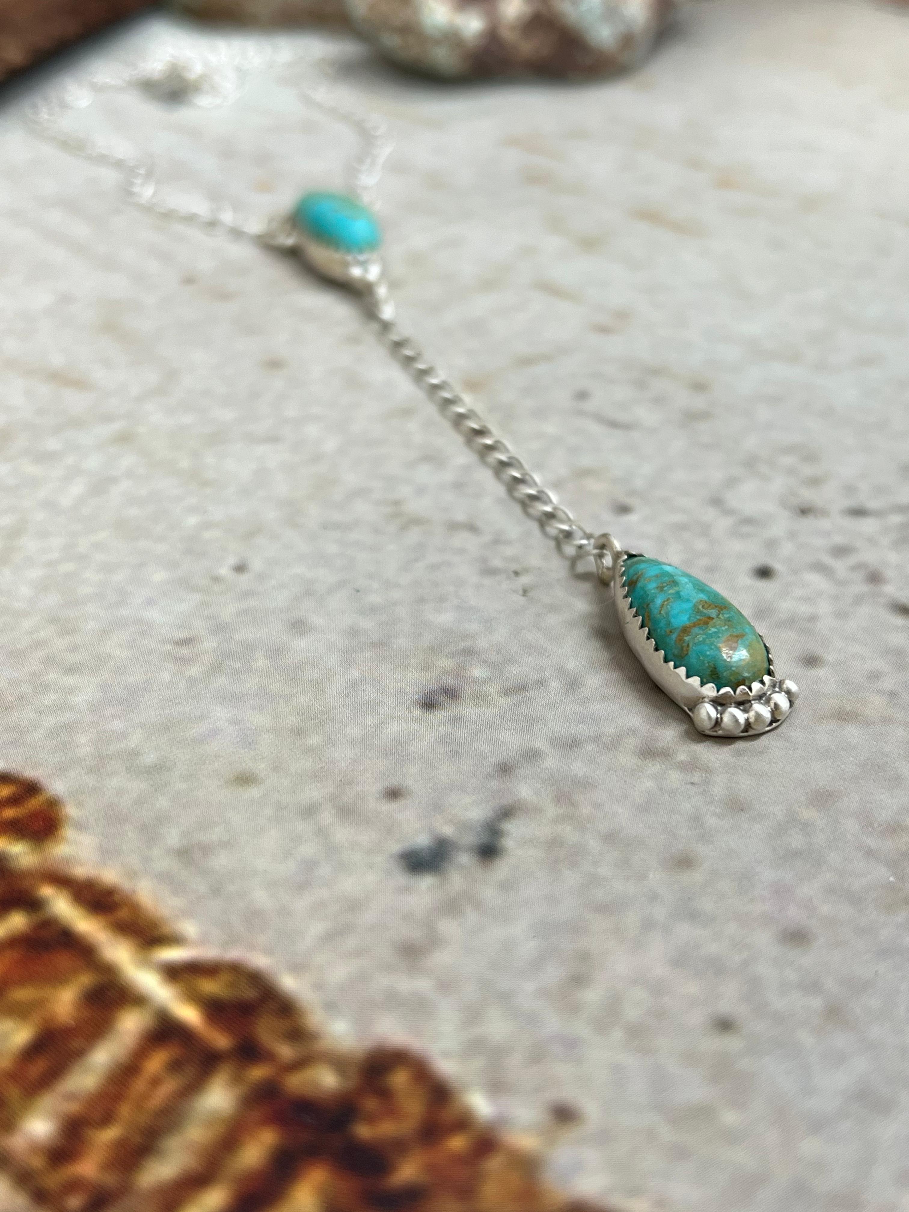 Handmade Sterling Silver Kingman Turquoise Necklace Signed Nizhoni