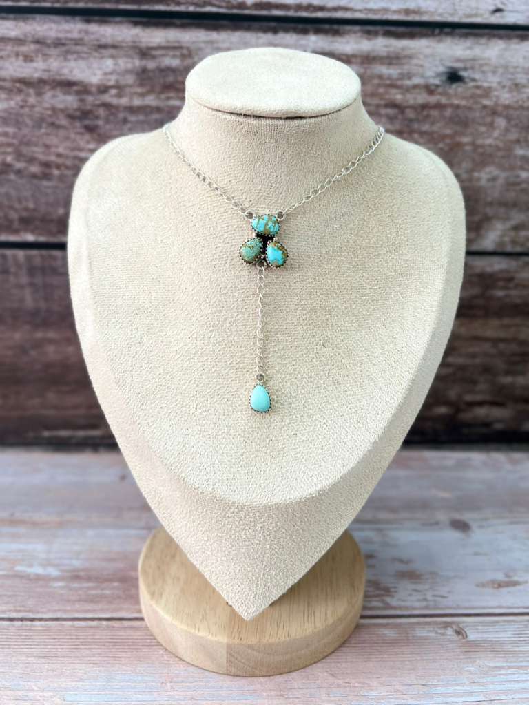 Handmade Sterling Silver Number 8 Turquoise Drop Necklace Signed Nizhoni