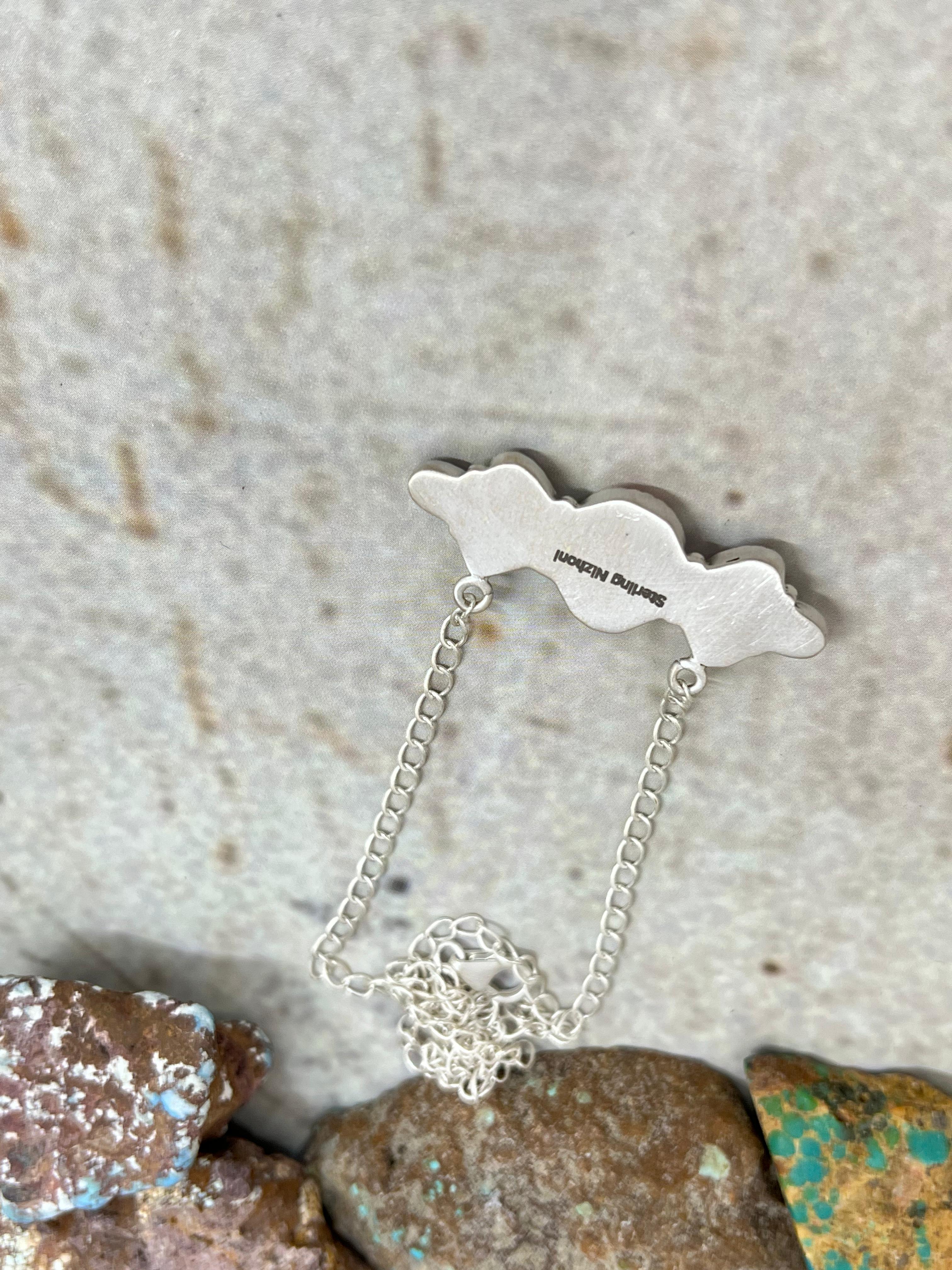 Handmade Sterling Silver Grape Dahlia with Dahlia Rose Necklace with Signed Nizhoni