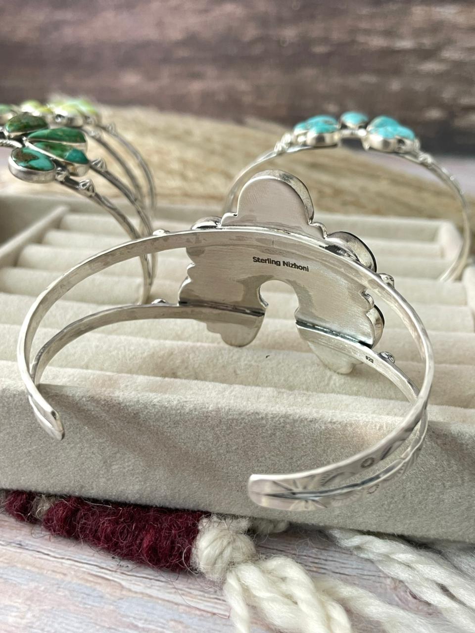 Handmade Sterling Silver Multi Stone Cuff Bracelet "Signed Nizhoni"