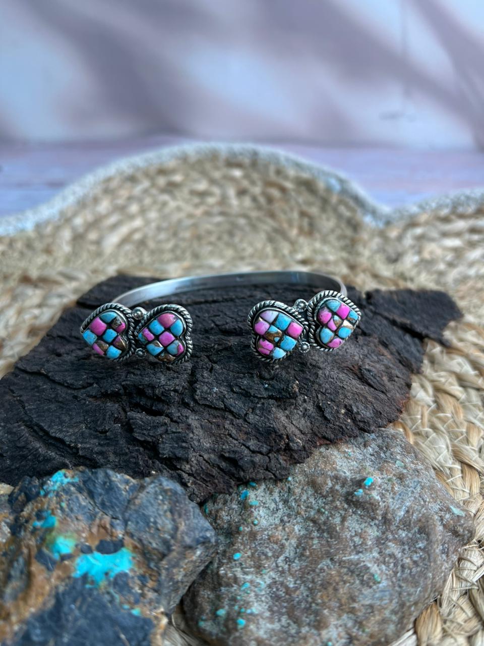 Handmade Sterling Silver Cotton Candy Cuff Bracelet "Signed Nizhoni"