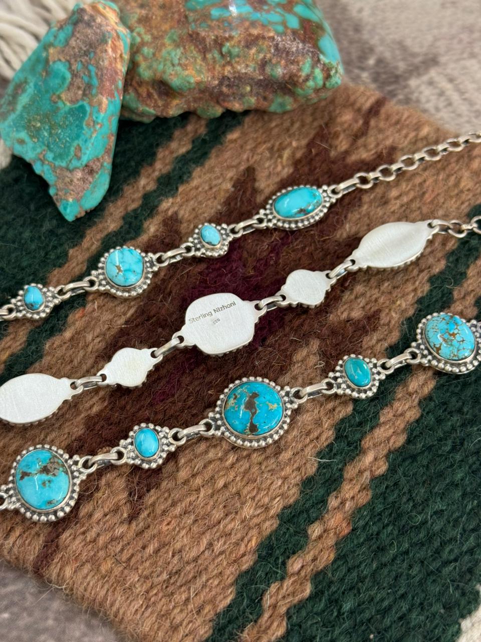 Handmade Sterling Silver Sierra Bella Chain Bracelet "Signed Nizhoni"