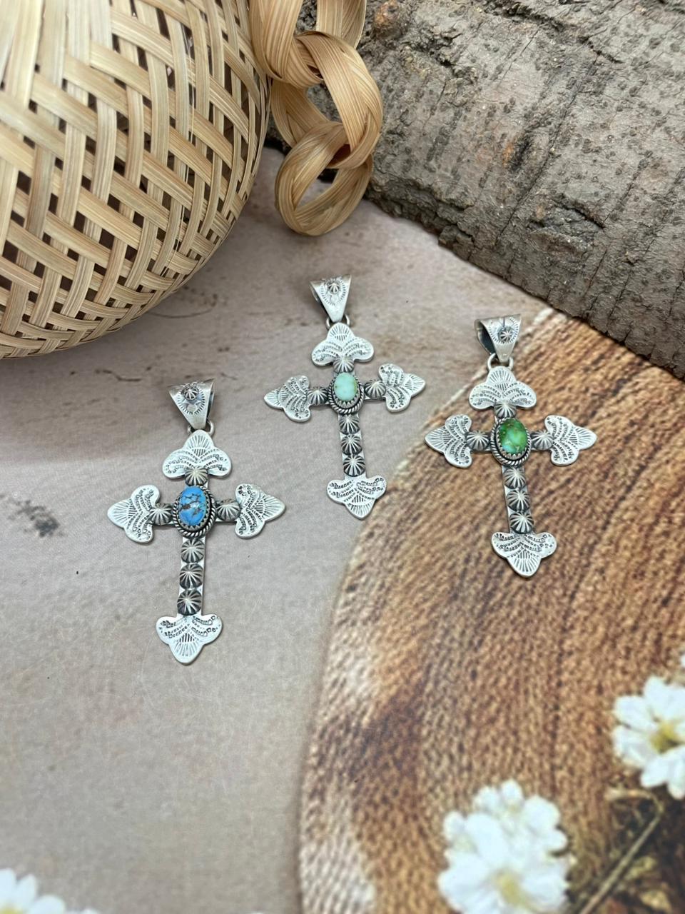 Handmade Sterling Silver Multi Stone Pendant with Signed Nizhoni