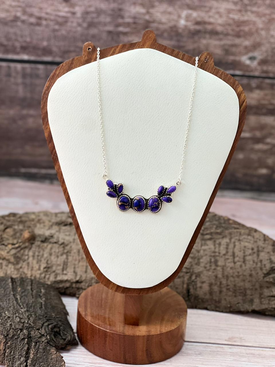 Handmade Sterling Silver Grape Dahlia Necklace "Signed Nizhoni"