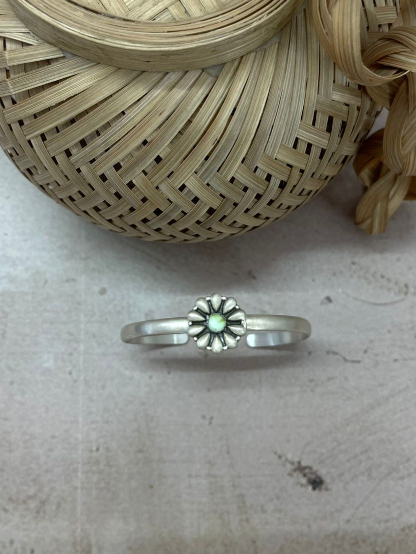 Handmade Sterling Silver Palomino Turquoise Cuff Bracelet with Signed Nizhoni