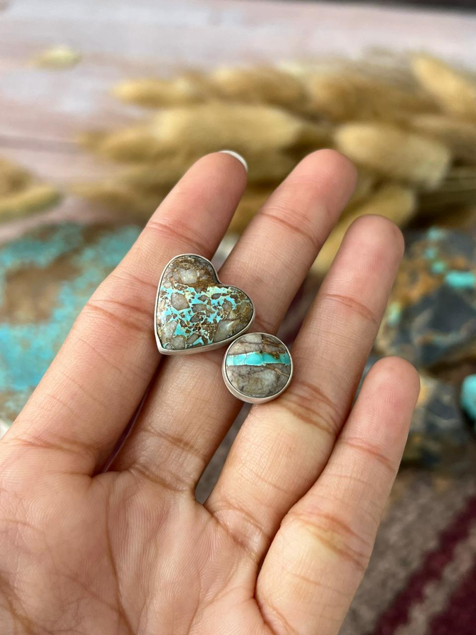 Handmade Sterling Silver Royston Ribbon Turquoise Adjusatble Ring "Signed Nizhoni"