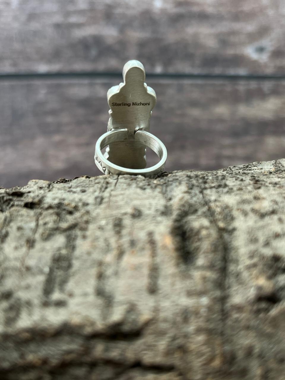 Handmade Sterling Silver Wildhorse Magnesite Adjustable Ring "Signed Nizhoni"