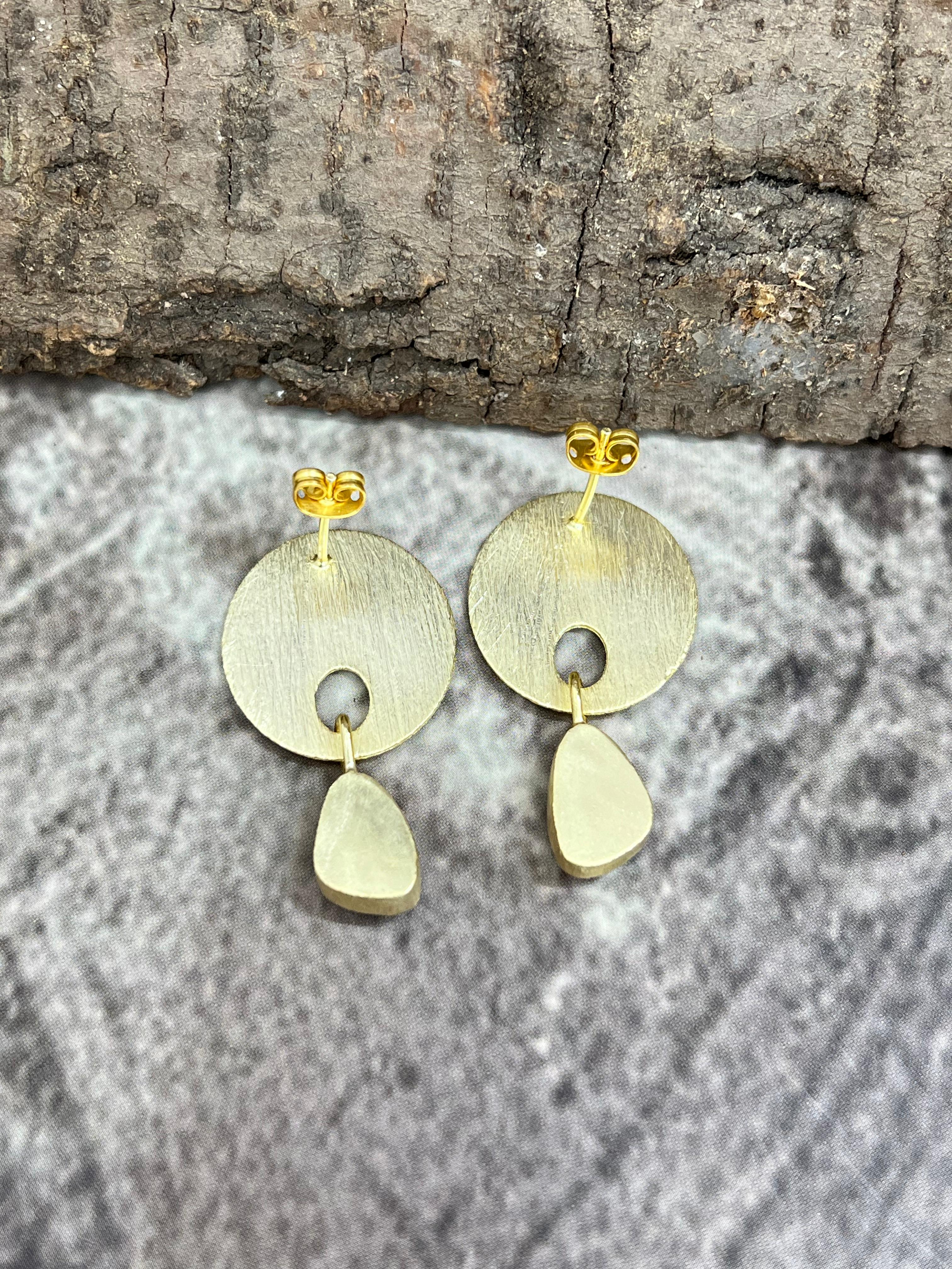 “The Golden Collection” Handmade Natural Black Onyx Post Earrings