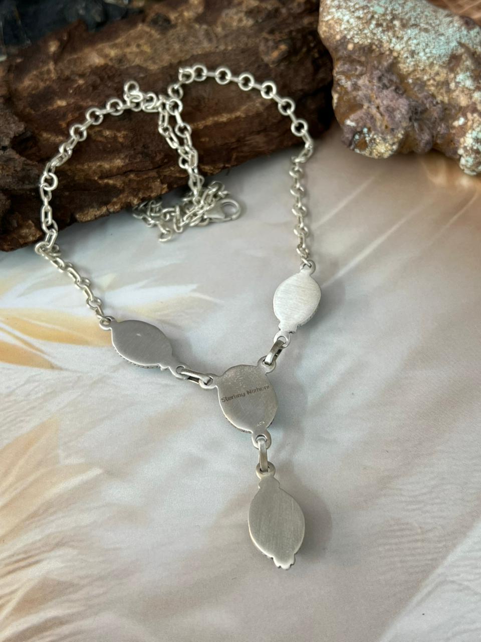 Handmade Sterling Silver Golden Hills Turquoise Necklace "Signed Nizhoni"