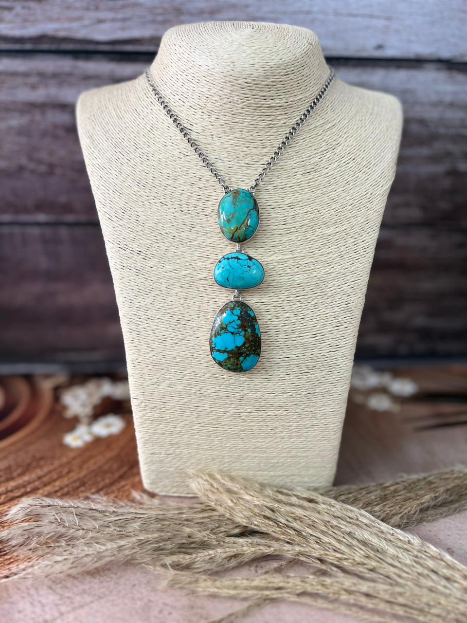 Handmade Sterling Silver Royston Turquoise Necklace "Signed Nizhoni"