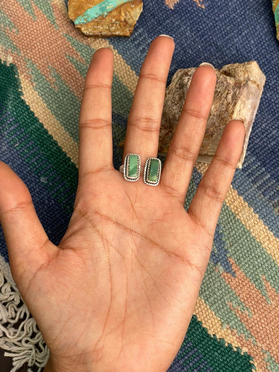 Handmade Sterling Silver Kingman Turquoise Adjustable Ring " Signed Nizhoni"