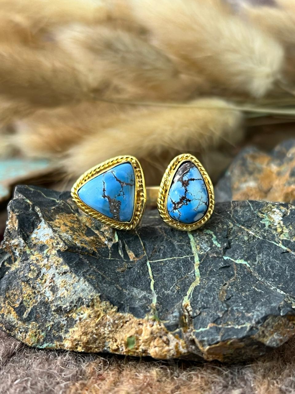 “The Golden Collection” Natural Golden Hills Turquoise Adjustable Ring