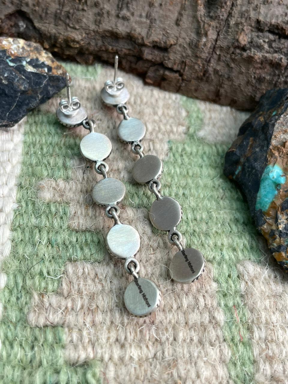 Handmade Sterling Silver Cotton Candy Post Dangle Earrings "Signed Nizhoni"