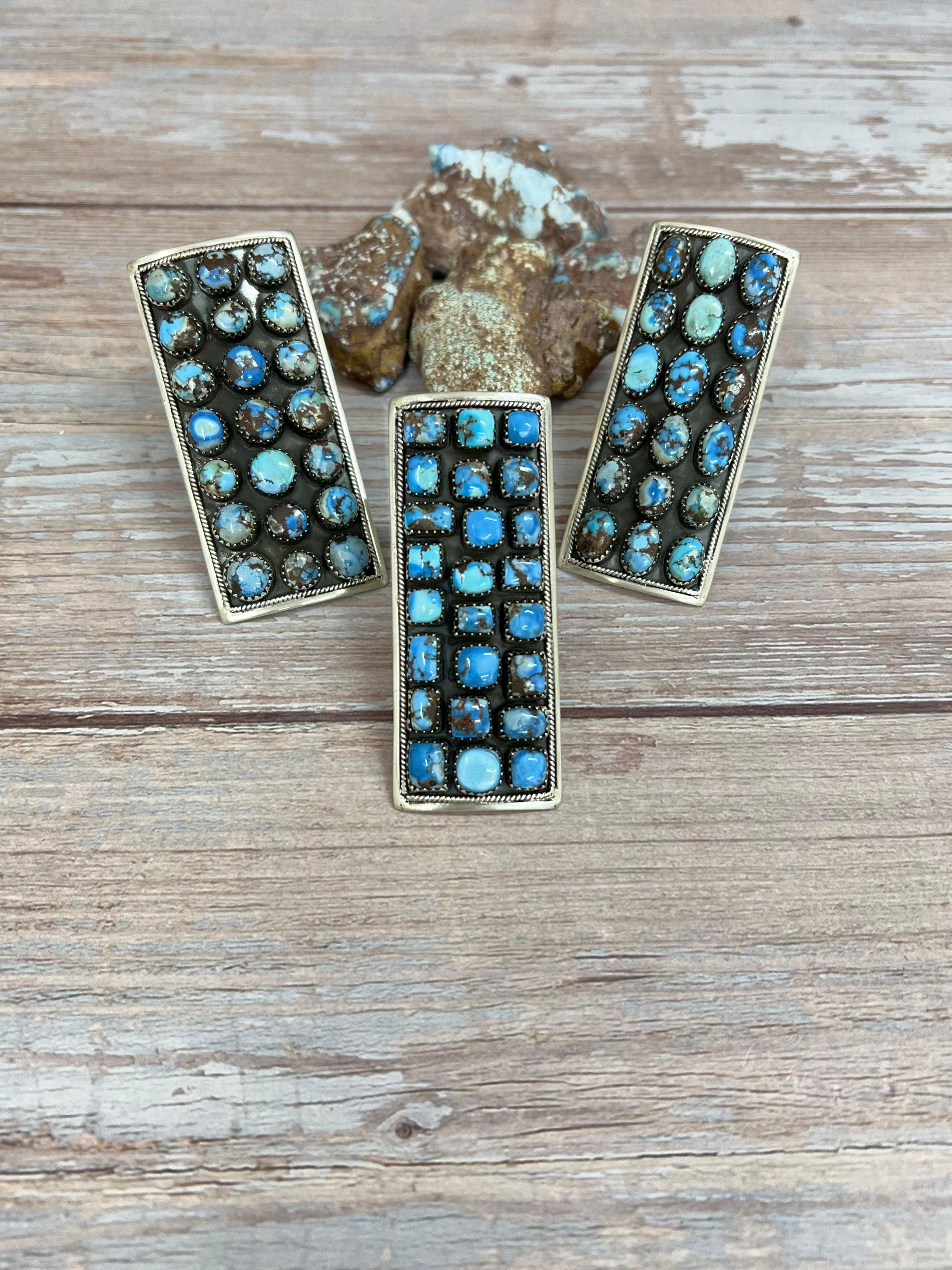 Handmade Sterling Silver Golden Hills Turquoise Adjustable Ring With Signed Nizhoni