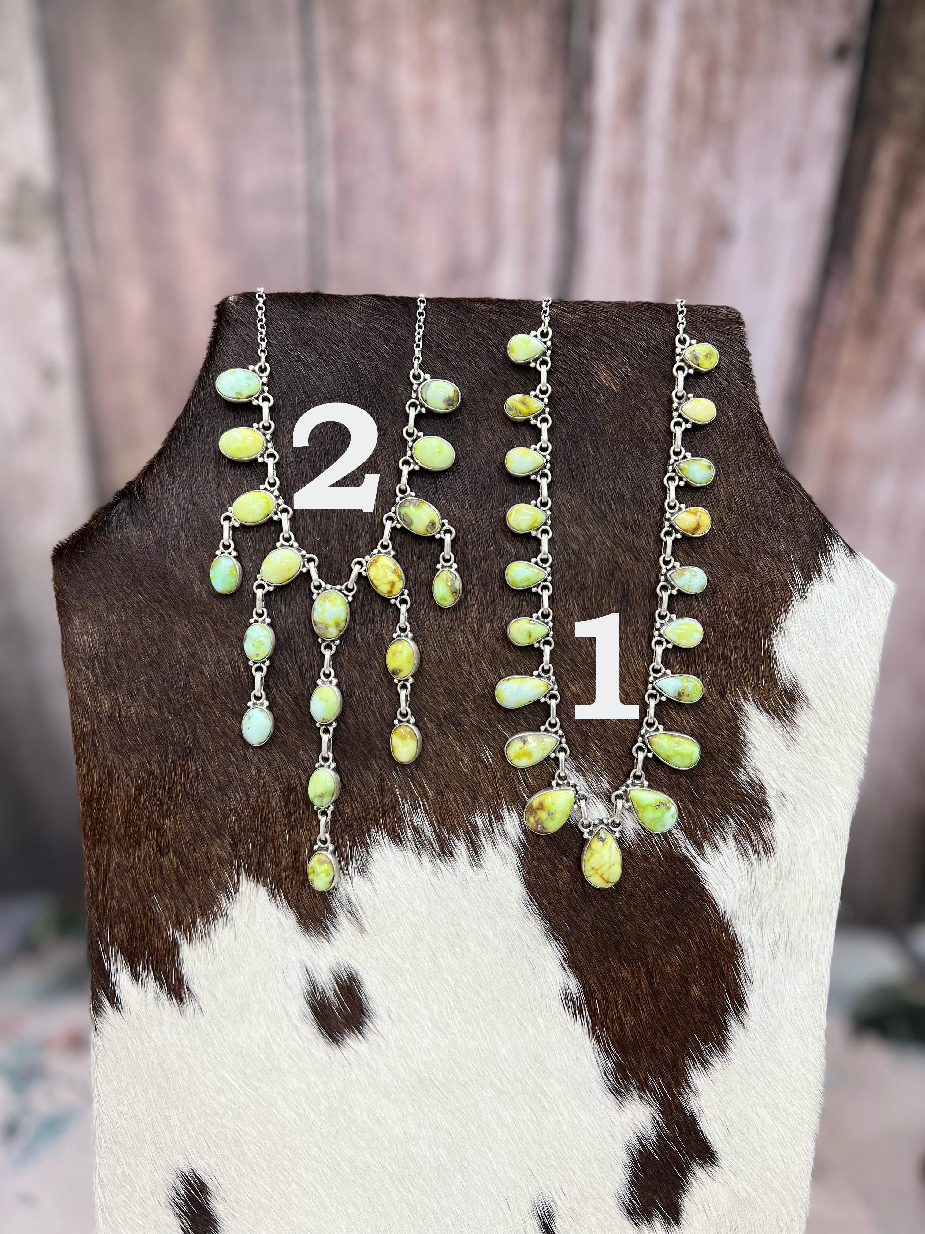 Handmade Sterling Silver Palomino Turquoise Necklace with Signed Nizhoni