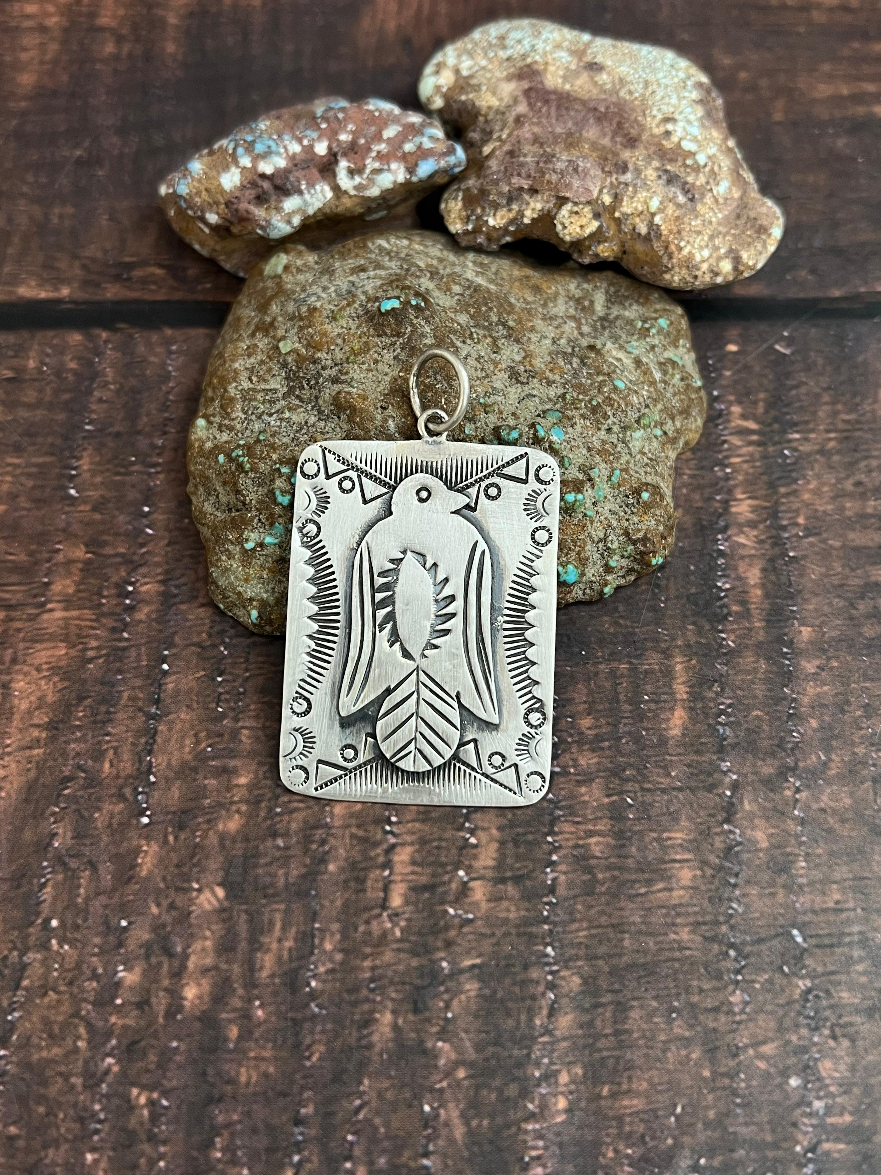 Handmade Sterling Silver Pendant with Signed Nizhoni