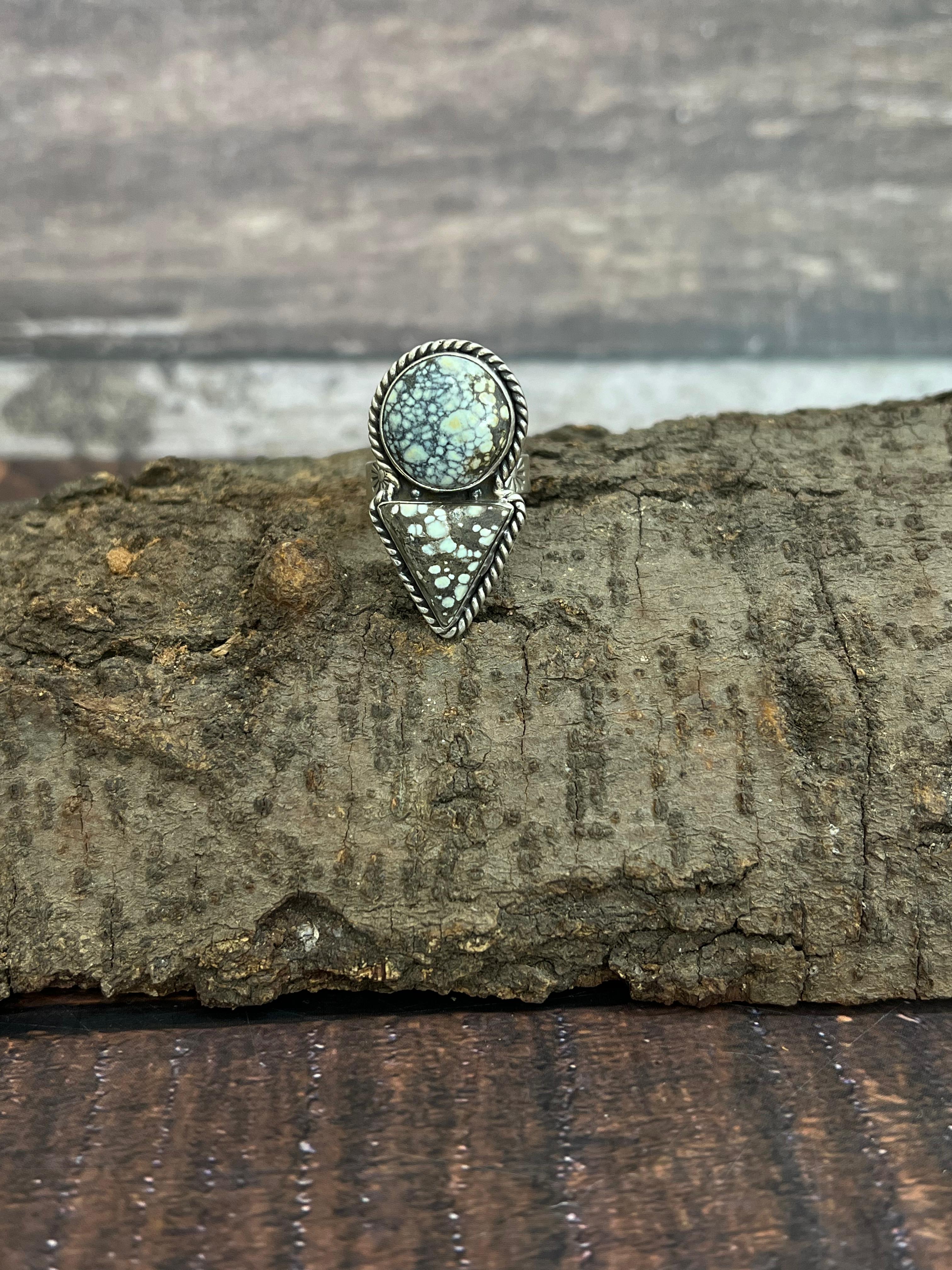 Handmade Sterling Silver Starfox Variscite Adjustable Ring Signed Nizhoni