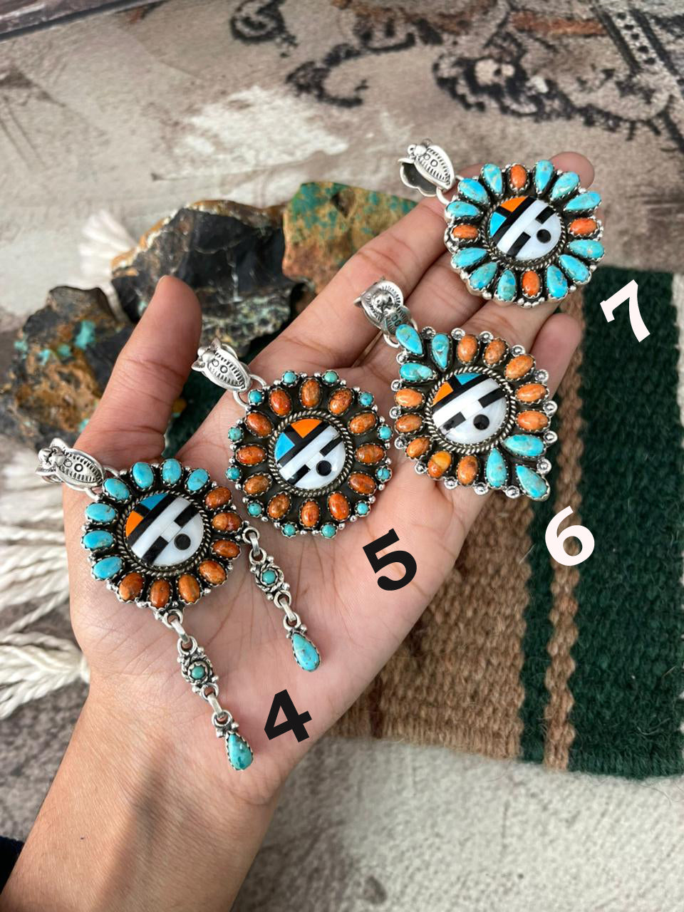 Handmade Sterling Silver Turquoise and MOP Pendant "Signed Nizhoni"