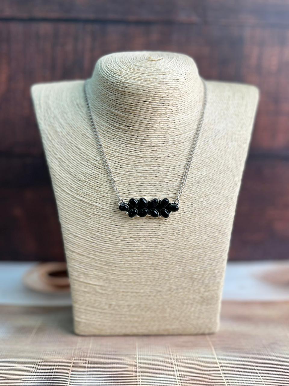 Handmade Sterling Silver Black Onyx Necklace "Signed Nizhoni"