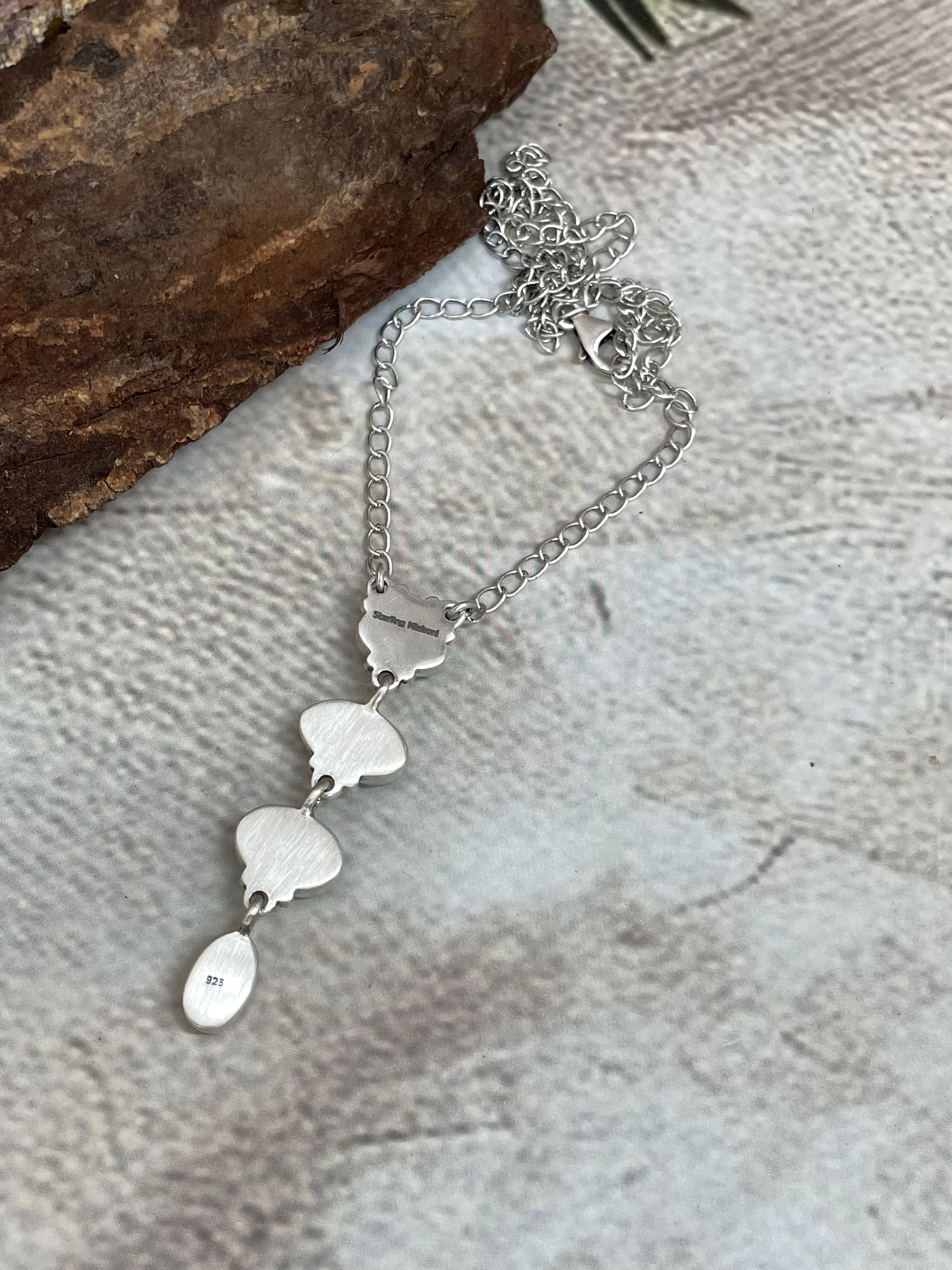 Handmade Sterling Silver Sonoran Turquoise Necklace Signed Nizhoni