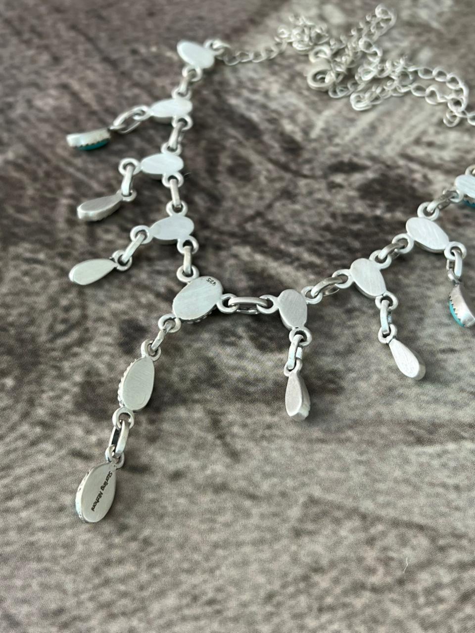 Handmade Sterling Silver Kingman Turquoise Necklace "Signed Nizhoni"