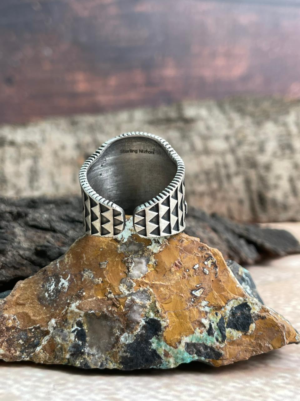 Handmade Sterling Silver Adjustable Ring "Signed Nizhoni" (5)