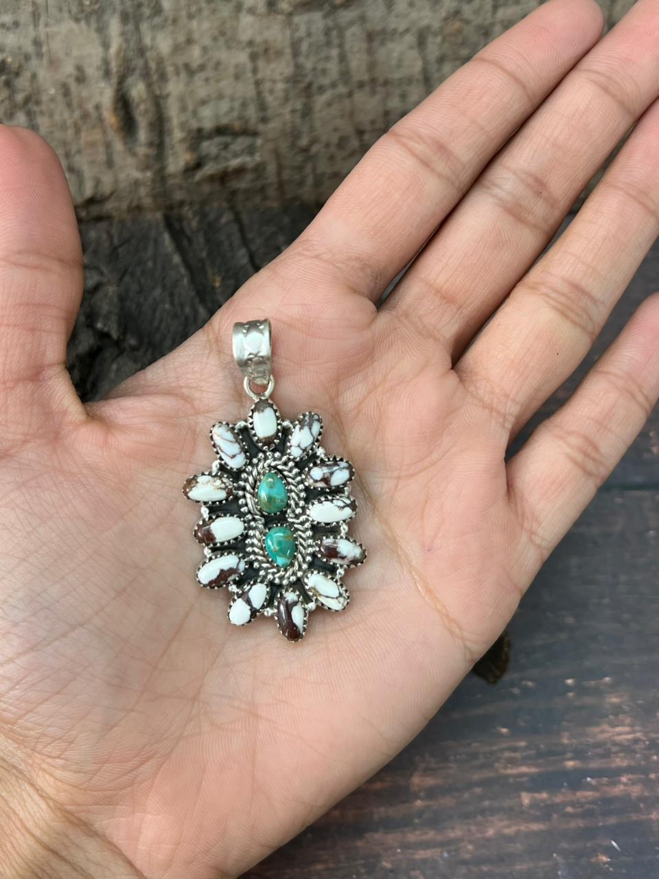 Handmade Sterling Silver Kingman with Wildhorse Pendant "Signed Nizhoni"