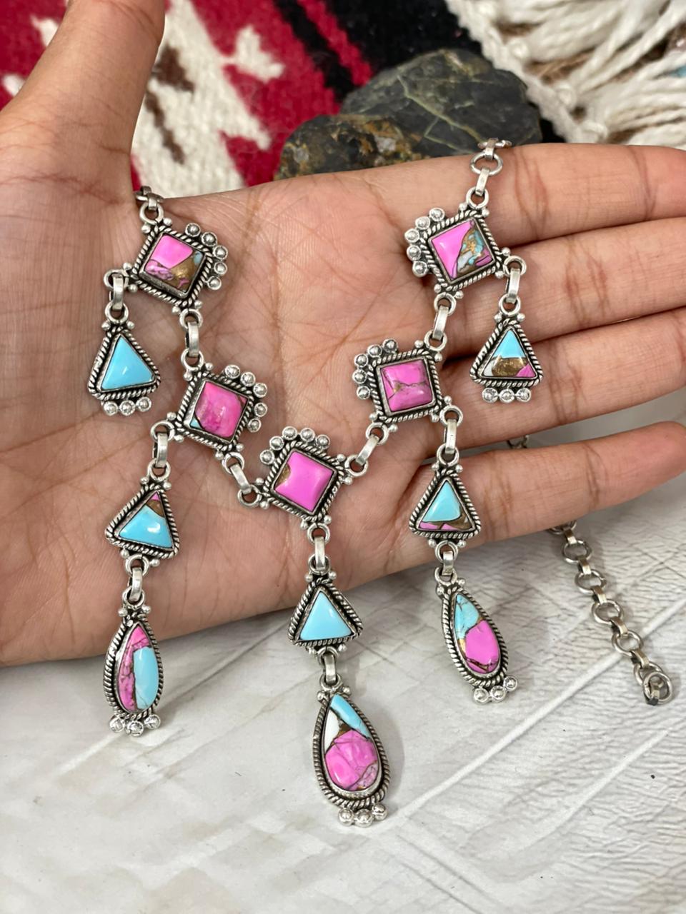 Handmade Sterling Silver Cotton Candy Choker Necklace "Signed Nizhoni"