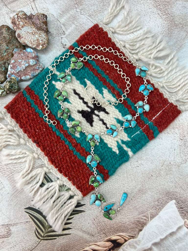 Handmade Sterling Silver Sonoran with White Water Turquoise Necklace with Signed Nizhoni (1)
